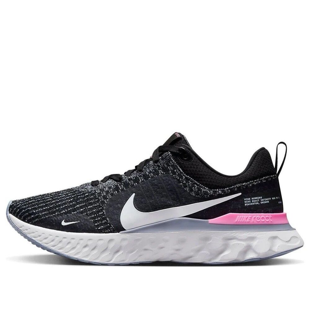 Size 12 Nike React Infinity Run Black FK 3 Football Grey Pink Mens DZ3014-001